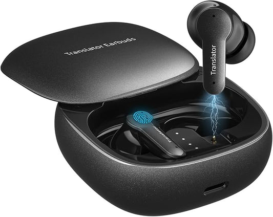 Ai Translation Earbuds Real Time, 144 Languages Translator Earbuds with 5 Translation Modes, Audifonos Traductores Inglés Español for Travel/Business/Learning, Translator Earbuds - Black