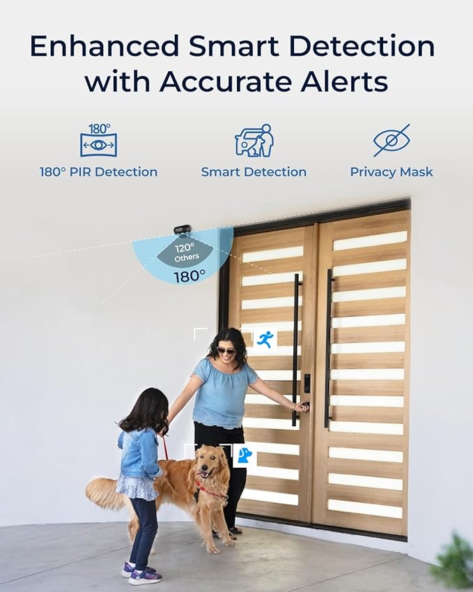 REOLINK Argus 4 Pro Black, 4K Dual-Lens 180° Solar Security Cameras Wireless Outdoor, 8MP ColorX Night Vision for Home Surveillance, 5G/2.4GHz WiFi, AI Detection, No Subscription, Home Hub Compatible