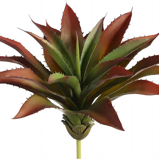 JUSTOYOU Large Artificial Succulents Aloe Plants Real Touch Fake Flowers Unpotted for Home Wedding Festival Arrangement (1, Green-Red)