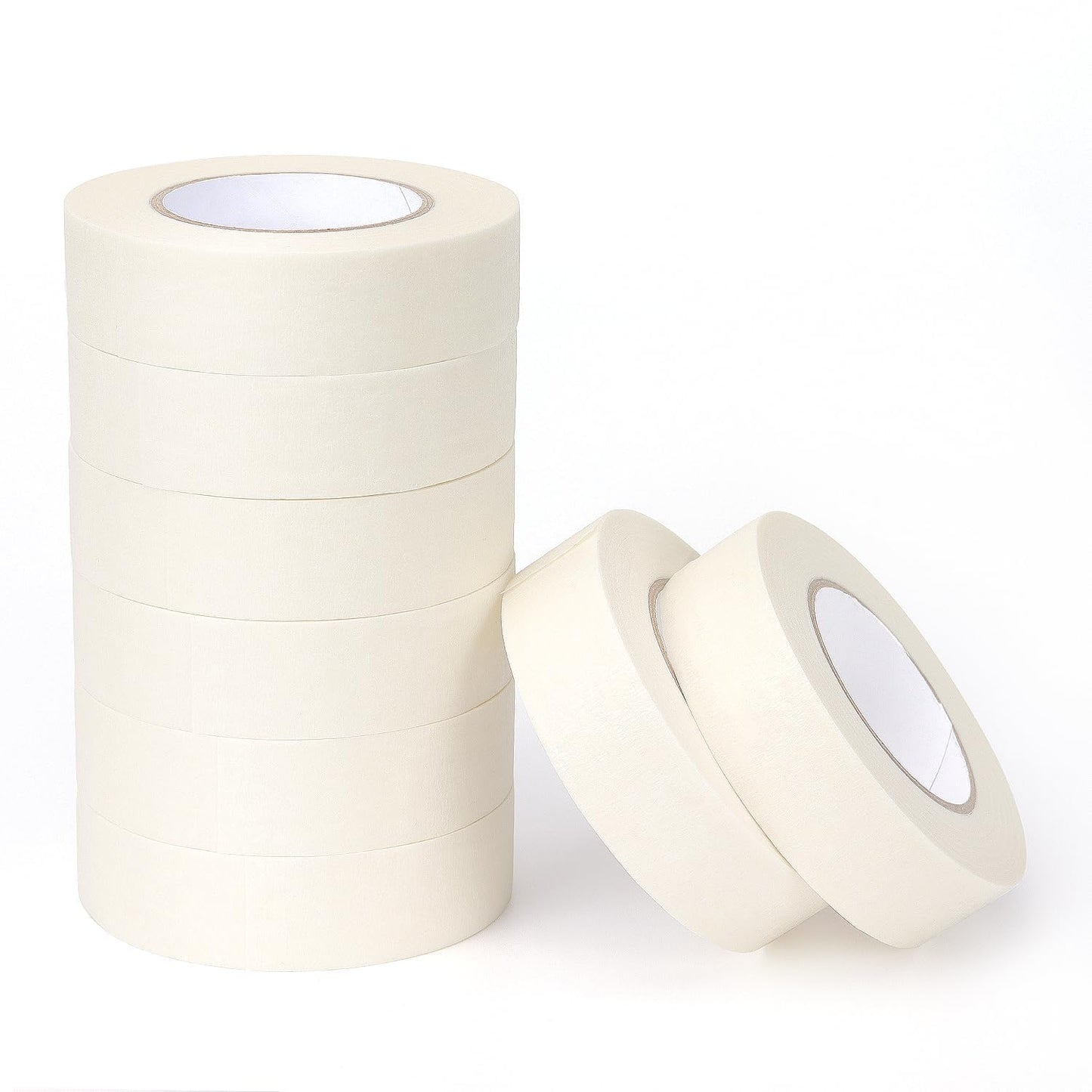 White Masking Tape 8 Rolls, 0.7 Inch x 20 Yards, Premium Quality, Multi-Purpose, Painters Tape for Home, Office & DIY Projects