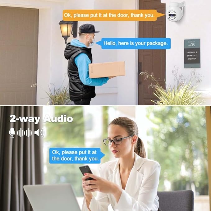 [Auto Tracking Alert 360° PTZ & 2-Way Audio] 8CH Plug&Play Wireless Cameras for Home Security, 4x1920P 5MP IP67 IR&Full Color Night Vison AI Motion Detection, 1TB HDD 24/7 Recording Remote Control