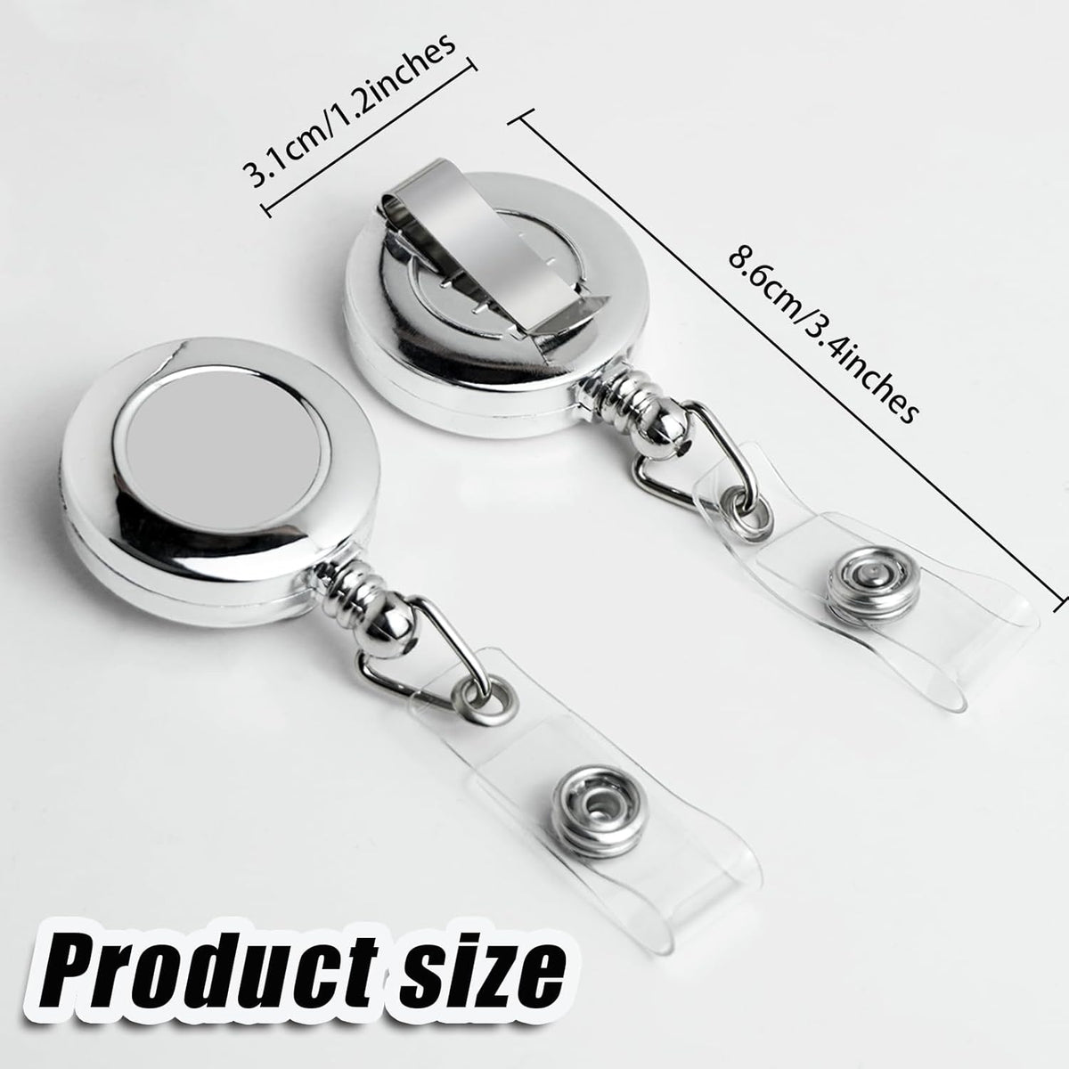 30 Pack Badge Holders, Silver Retractable Badge Reels, Durable Metal Spring Clip (Silver) - 24 Inch Retractable Cord Lanyard