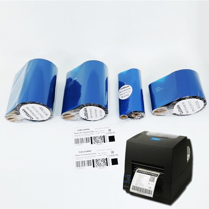 4.33" x1476' (110mmx450m) Thermal Transfer Ribbon Ink Outside Wax Ribbons Resin Enhanced Wax for Zebra GK420D SM4 ZT410 GC420t GK420t GX420t GX430t Tec Datamax Intermec Citizen Printer
