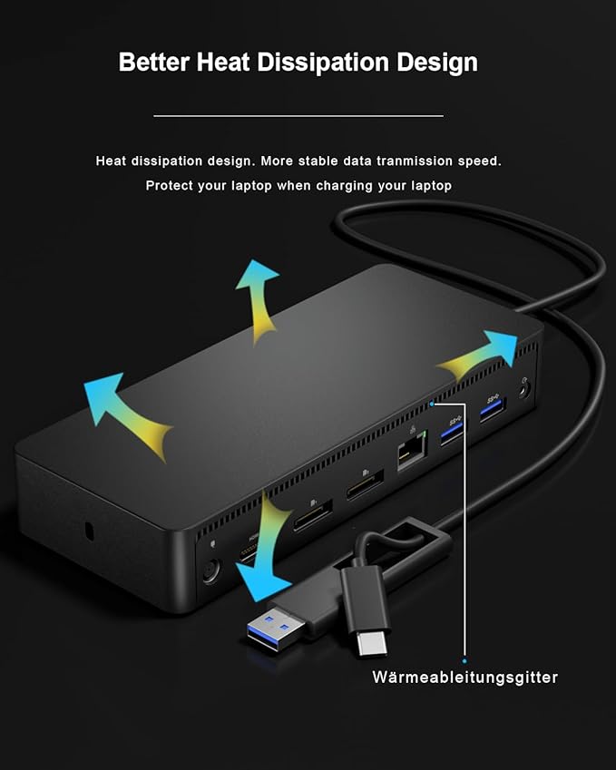 D6000 Universal Docking Station, Up to Triple 4K or Single 5K Display by USB-C, Compatibility with Windows and MacOS