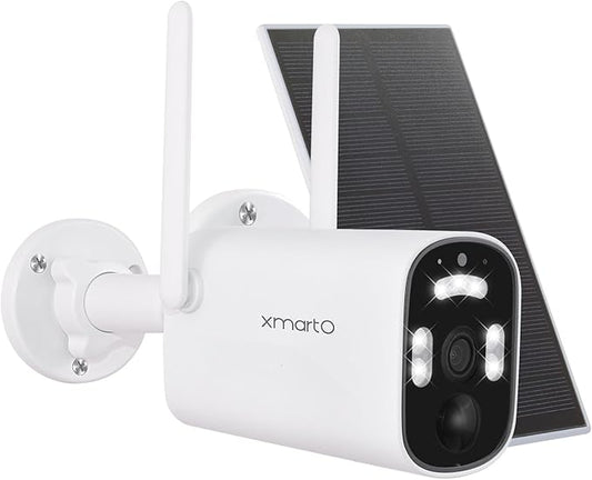 xmartO 100% Wire-Free Solar PTZ Home Security Camera System Wireless, 4-Set 2K 4MP QHD CCTV Camera Kit with 4K 10CH Expandable WiFi NVR and Past 90-Day Video Storage (Solar Bullet CAM)