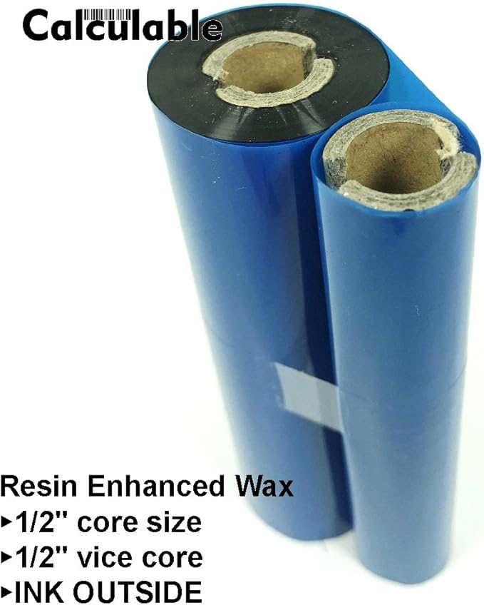 3Count 4.33" x 243' (110mmx74m) Resin Enhanced Wax 1/2" Core Thermal Transfer Wax Ribbon for Label, Tag & Barcode Printing for Zebra,TEC,DATAMAX,INTERMEC,Avery,Citizen,SATO,TSC,GODEX,ARGOX