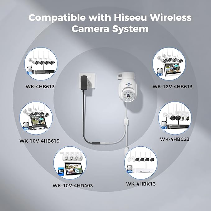 Hiseeu Security Camera Wireless Outdoor, 3MP Color Night Vision WiFi Home Video Surveillance Pan&Tilt 360° with Motion Detection,Siren/Motion/Light Alarm,2-Way Audio,IP66 Weatherproof,Work with Alexa