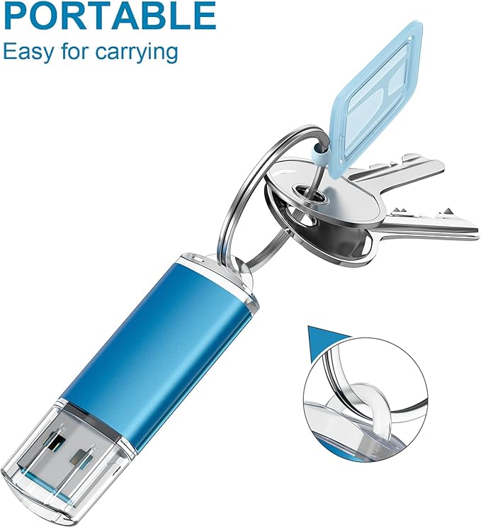 TOPESEL 2 Pack 64GB USB 3.0 Flash Drive High Speed Thumb Drive Memory Stick Jump Zip Drive for PC laptops, Tablets, TVs, Car Audio, Blue