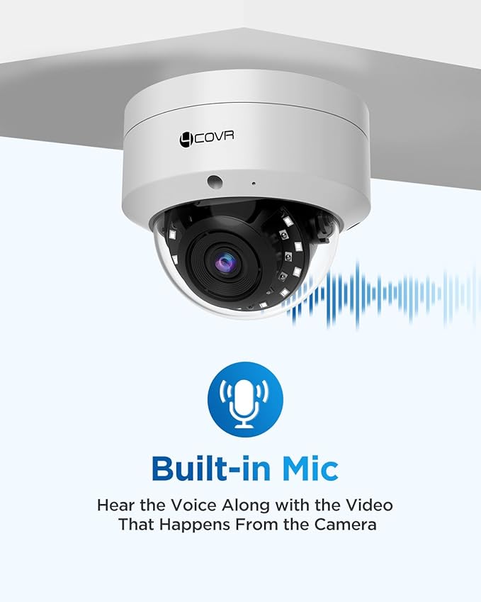 4COVR 5MP PoE Security Camera, Outdoor Vandal Wired Surveillance Dome IP Camera with Mic, IK10 Vandal-Proof IP67, Smart Human/Vehicle Detection, 100ft HD Night Vision, 2.8mm Lens, LY54AX5MA(NOT PTZ)