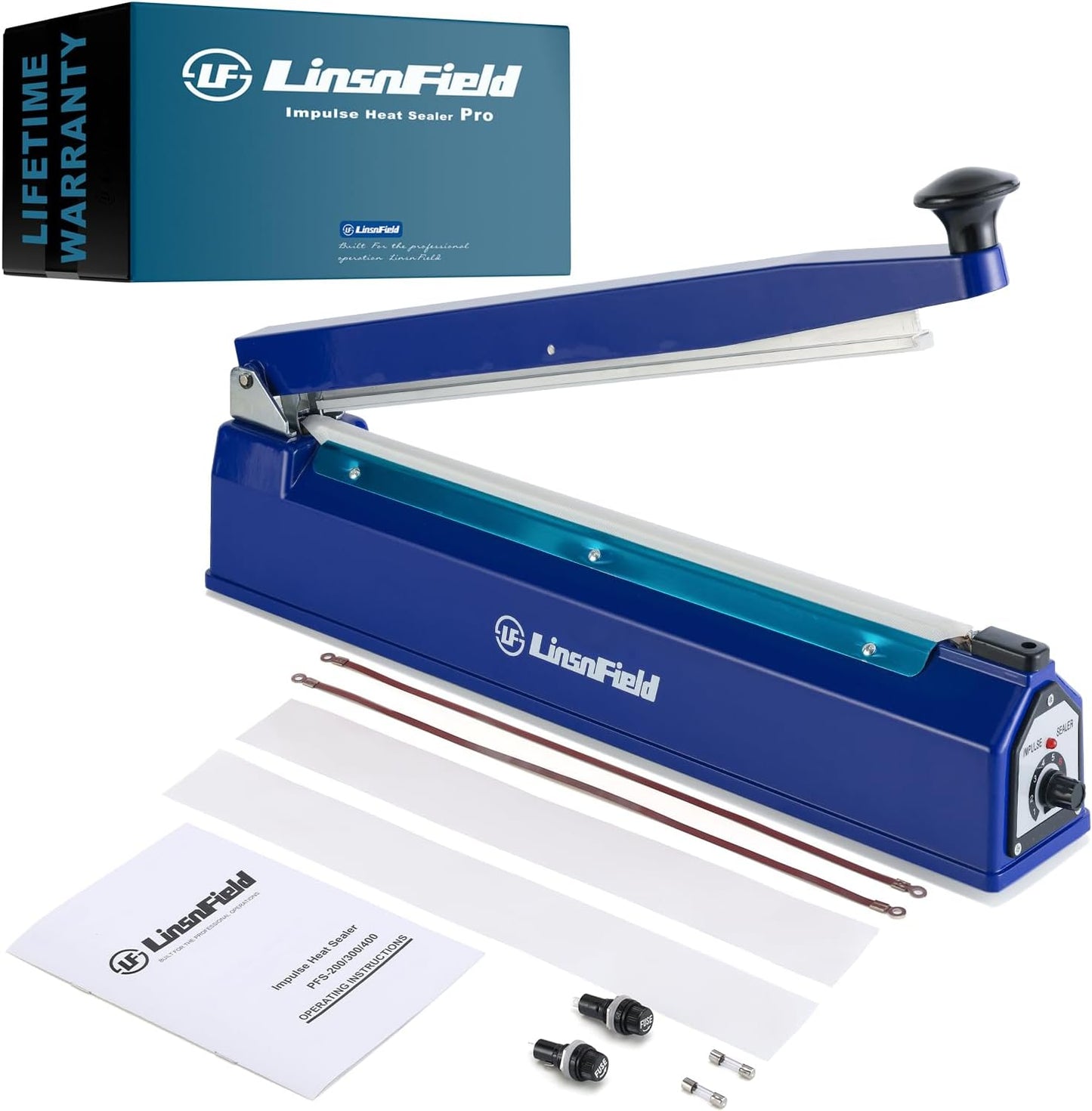 Sealer Pro - 8 inch Impulse Heat Sealer - 2mm Sealing Width - Manual Heat Sealer Machine for All Bags - Most Heavy Duty for Strong, Secure Sealing for Long Term Food Storage, Deep Blue