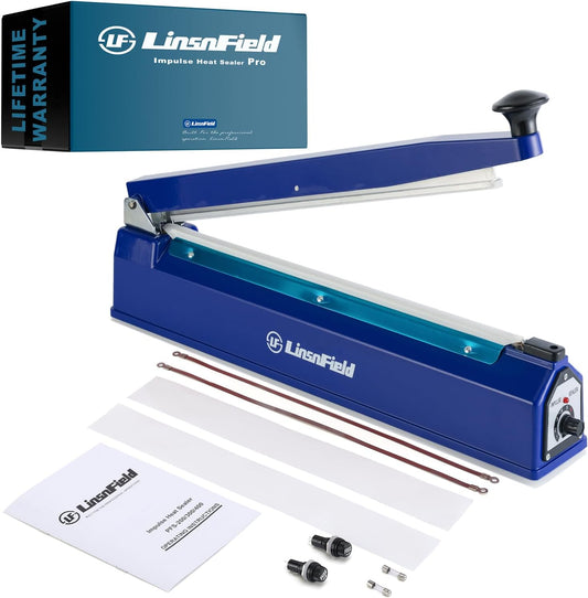 Sealer Pro - 8 inch Impulse Heat Sealer - 2mm Sealing Width - Manual Heat Sealer Machine for All Bags - Most Heavy Duty for Strong, Secure Sealing for Long Term Food Storage, Deep Blue