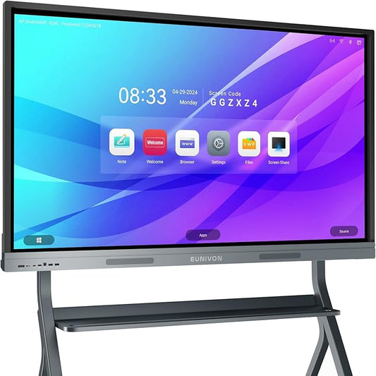 Smart Board, 55'' 4K UHD Smart Whiteboard, 8+128GB Touch Screen Electronic Whiteboard, Interactive Whiteboard for Classroom and Business (Wall Mount Included)