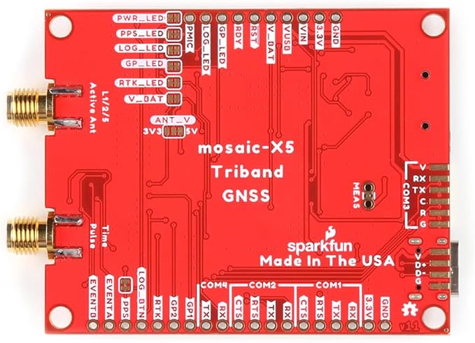 SparkFun Triband GNSS RTK Breakout - Mosaic-X5 high-Precision GNSS Receiver, with SD Capabilities and USB-2.0, MultiBand GPS Antenna, Board Dimensions: (Inches) 2.50 x 2.00
