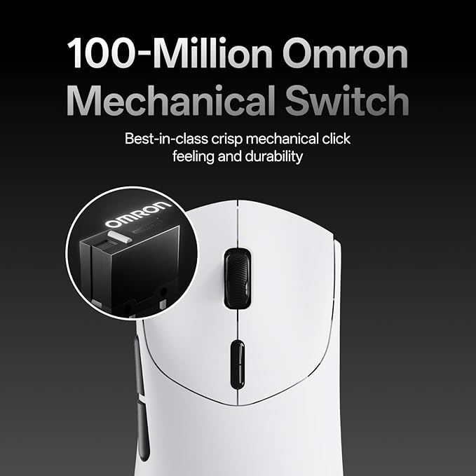 Rapoo VT7 Wireless Gaming Mouse, True 8K Wireless Polling Rate, 53g Lightweight, Up to 750 Hr Battery, Nordic nRF54L15 MCU, 100-Million Mechanical Switch, 10 Programmable Buttons, White