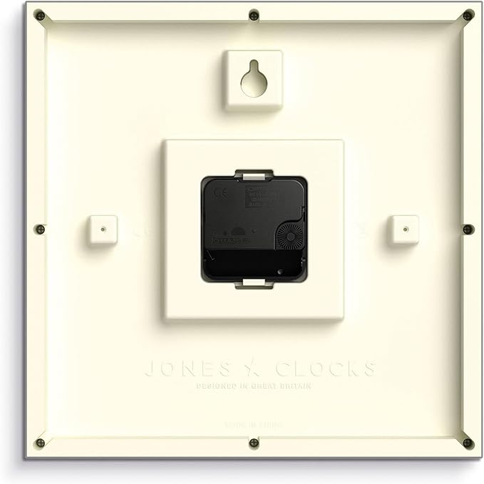 JONES CLOCKS® Box Wall Clock | Retro Square | 10 inch | Orange | Easy to Read Numbers | Perfect Kitchen or Office Clock