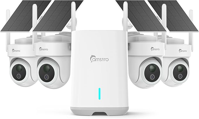 4K Security Cameras Wireless Outdoor No Subscription, 360° PTZ Home Security Cameras System, 64G Local Storage Home Hub, Human/Vehicle/Pet Recognition AI, Color Night Vision, 4 Cam-Kit