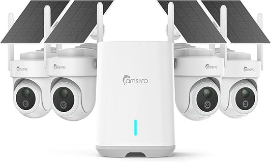4K Security Cameras Wireless Outdoor No Subscription, 360° PTZ Home Security Cameras System, 64G Local Storage Home Hub, Human/Vehicle/Pet Recognition AI, Color Night Vision, 4 Cam-Kit
