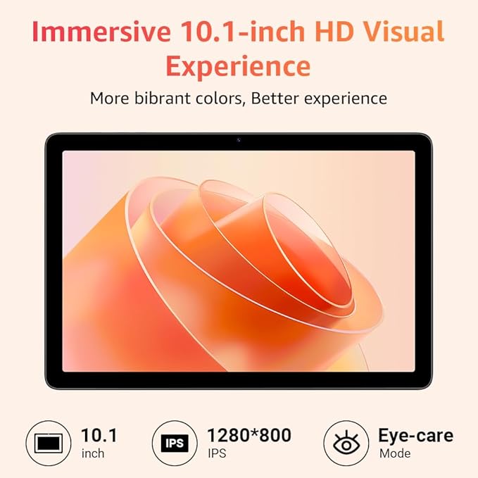 Tablet 10.1 inch, Android 14 Tablets with Octa-core Processor, 8GB + 64GB Storage Up to 1TB Expandable, HD IPS Screen, Long Battery Life, WiFi6, Fast & Portable Tablet for Work & Entertainment