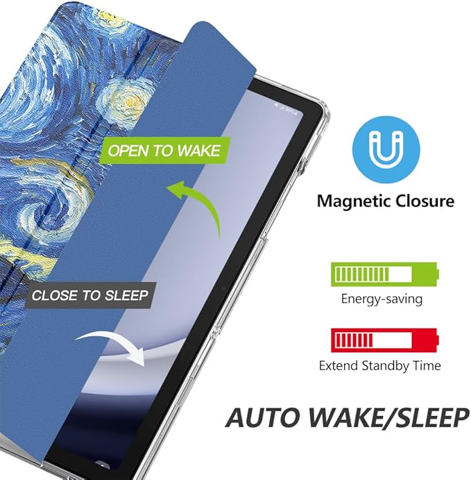 MoKo Case for Galaxy Tab A9+/A9 Plus 11 inch 2023, Slim Stand Protective Smart Cover with Hard PC Translucent Back Shell for Tab A9 Plus Tablet (SM-X210/X216/X218), Auto Wake/Sleep, Starry Night Blue