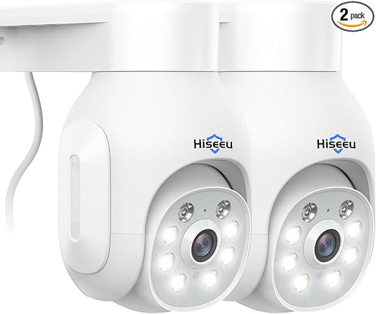 Hiseeu 3MP Wireless Outdoor Security Camera, 2.4G/5G WiFi, Color Night Vision, 360° Pan&Tilt, Motion Detection, Siren & Light Alarm, IP66 Waterproof, NVR Compatible, No Monthly Fee