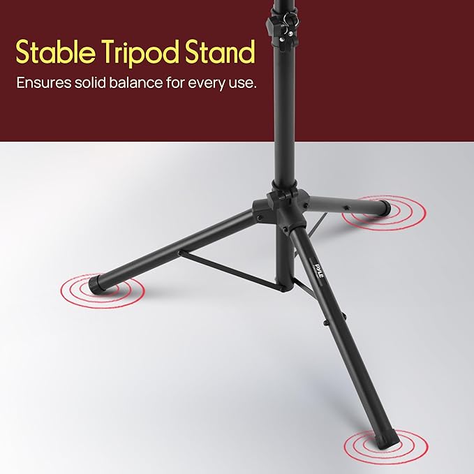 PYLE Laptop & Projector Stand, Tripod Stand With Adjustable Height 28"-50", Portable DJ Equipment Mount, Angle Adjustable Tray, Lightweight Metal Construction, Stage, Studio, Musicians & Performers