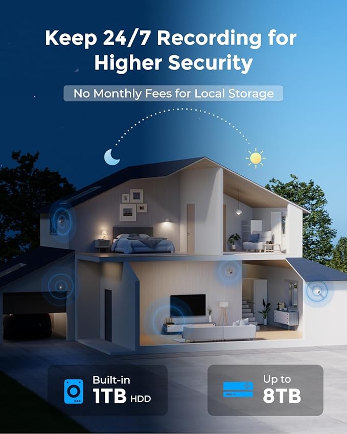 REOLINK 4K Security Camera System, 4pcs Outdoor 4K/8MP Plug-in WiFi 6 Cameras, Full Metal Material, Color Night Vision, Person/Vehicle/Animal Detection, 16CH WiFi NVR with 2TB HDD, RLK12-800WB4