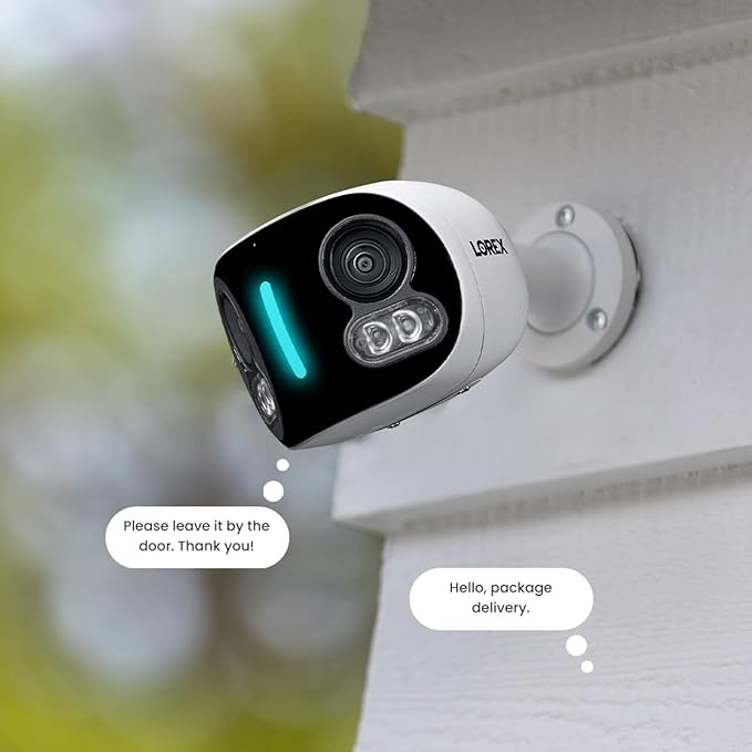 Lorex 4K Dual-Lens Outdoor Wi-Fi Security Camera | 180° Panoramic View | Smart Security Lighting | Color Night Vision | 2-Way Talk | Auto-Framing | 32GB Local Storage, No Monthly Fees | IP66 Rated