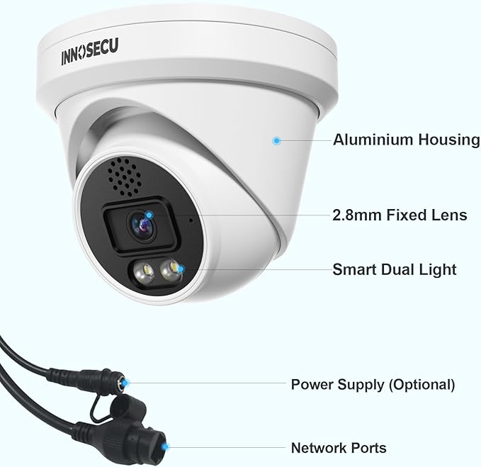 Dome PoE Camera 8MP Outdoor, Smart Dual Spotlight Security Camera for Surveillance System, Color Night Vision, 2.8mm Lens Wide Angle 110°, Two-Way Audio, Human/Vehicle Detection, IND8BD97K