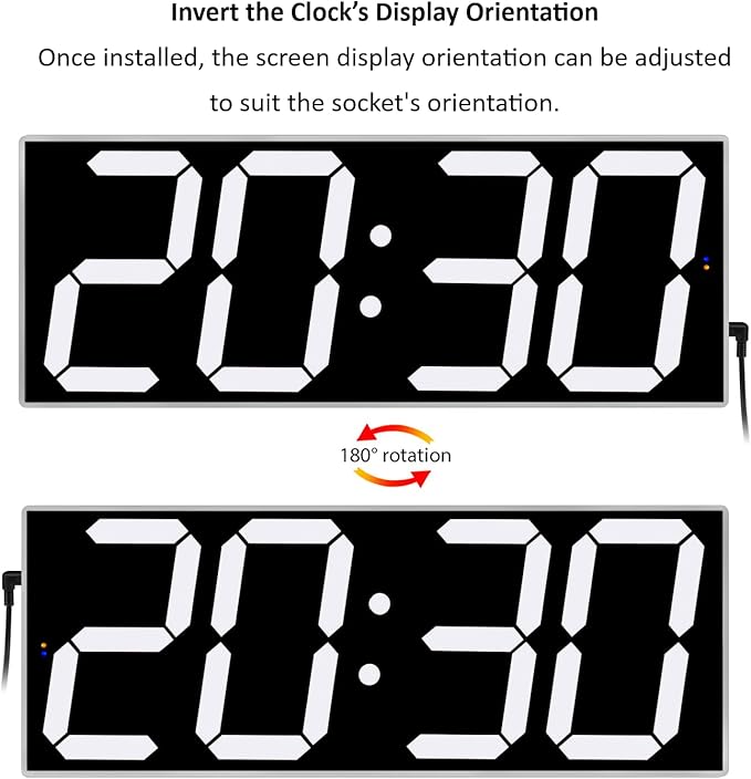 West Ocean Large Smart Digital LED WiFi Wall Clock with 6" Single Digit, Countdown, DST, Multifunction WiFi Smart Wall Clock (White Frame/White Digital)