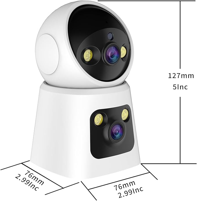 4MP Dual Lens Indoor Security Camera, 360° Pan/Tilt Baby & Pet Monitor, 2.4G/5G WiFi, Motion Tracking, 24/7 Cloud/SD, 2-Way Audio, Works with Mobile App & PCs