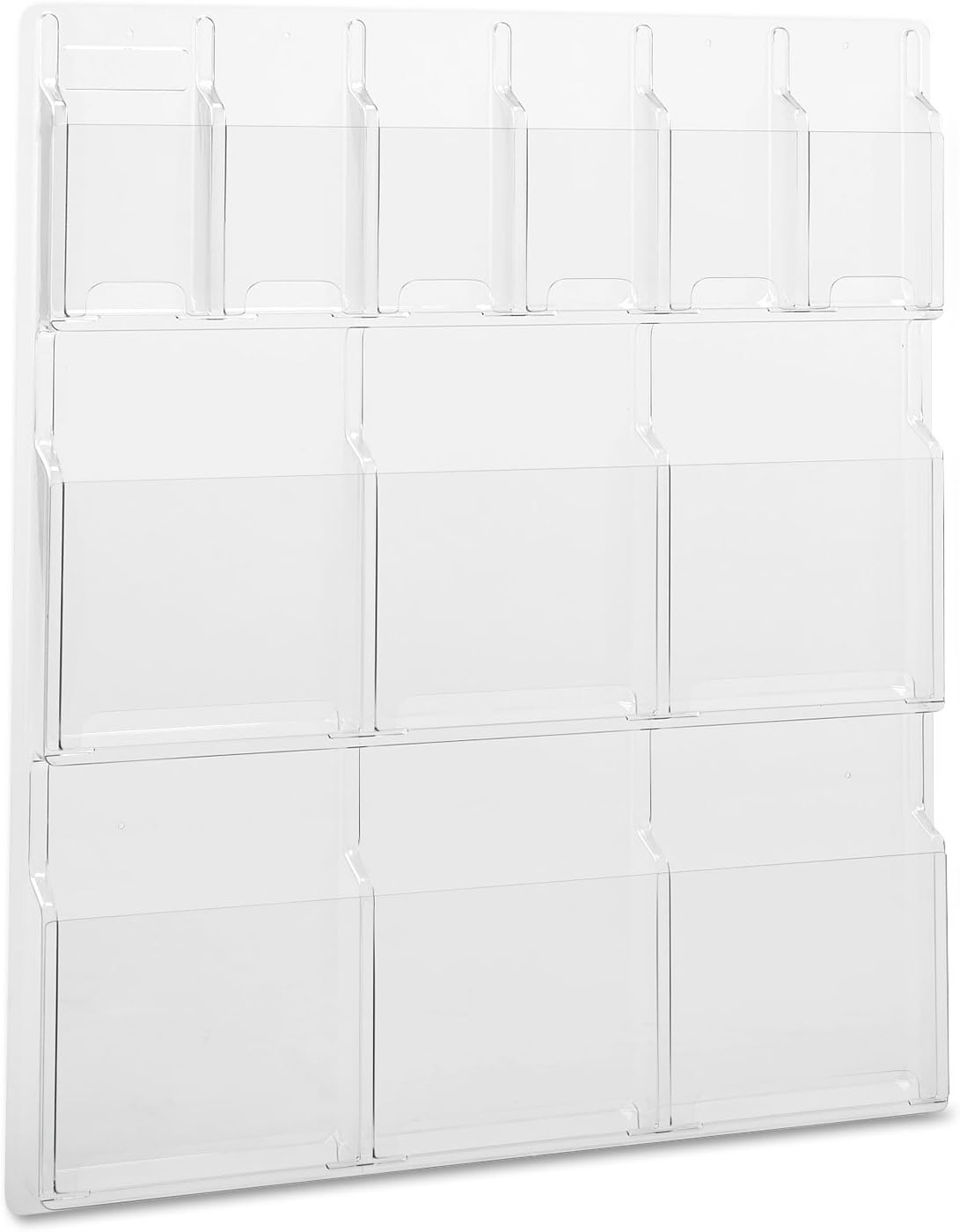 Safco Reveal Literature Rack, 6 Pamphlet and 6 Magazine Holder, Wall-Mounted Brochure Organizer, Acrylic, Clear