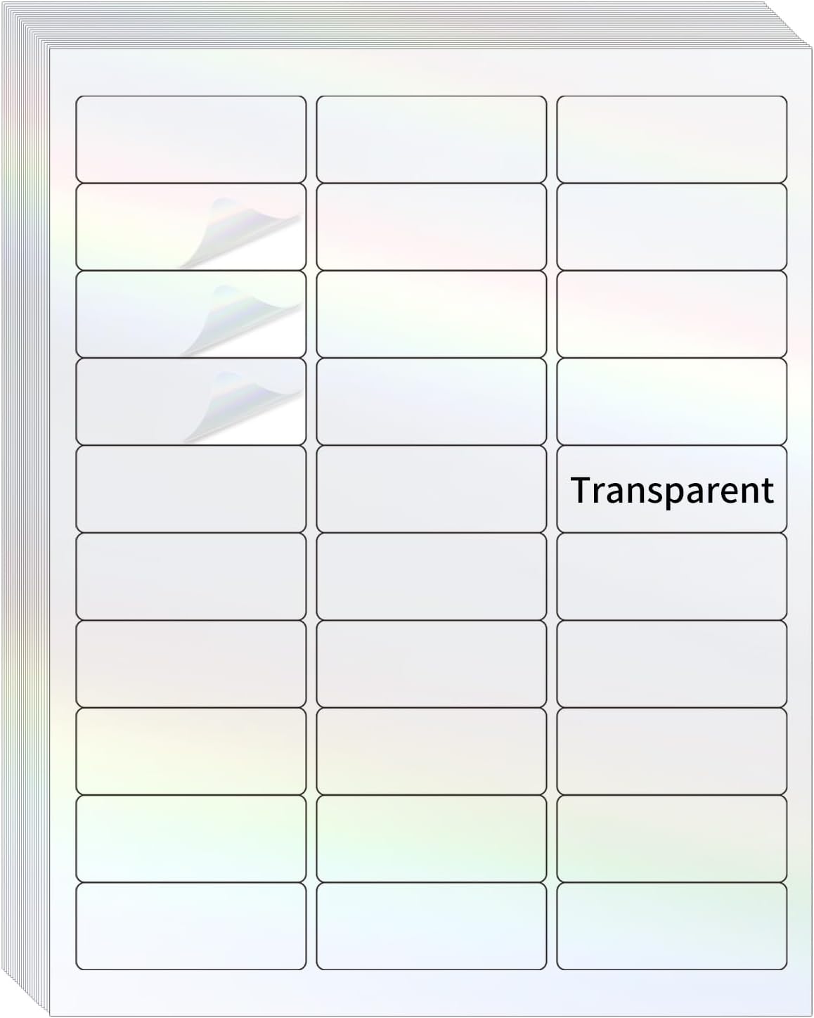 STARLIBOO Transparent Stickers Labels -1" x 2-5/8" Clear Address Labels Mailing Stickers for Laser/Inkjet Printer 8.5"Ã11"- 20 Sheet (Clear Holographic)
