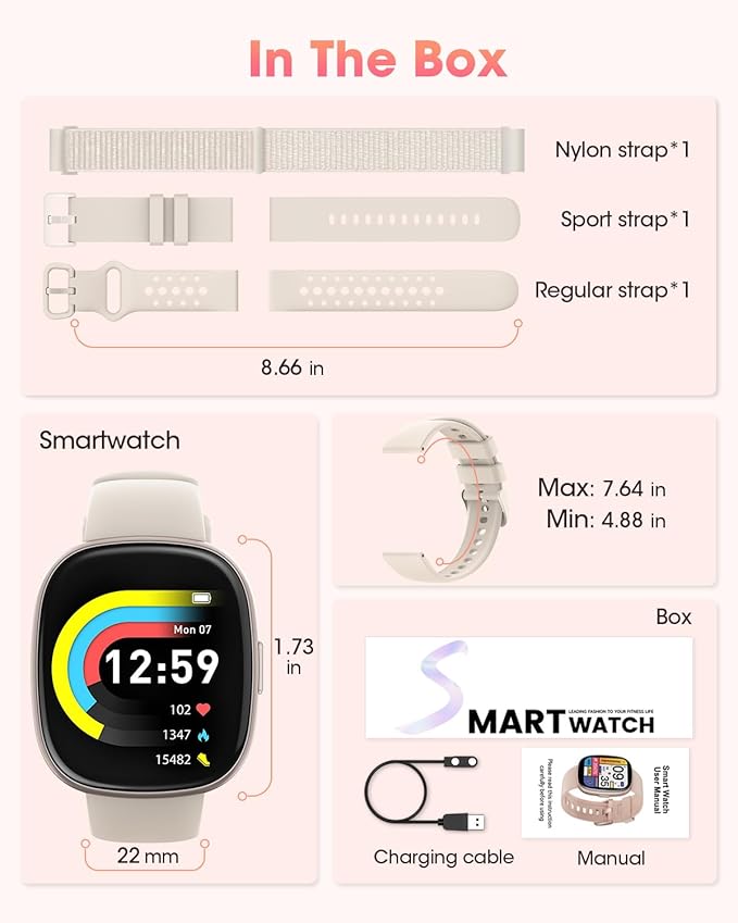 Fitness Trackers for Men Smart watch: Fitness Tracker with Blutooth Call 24/7 Heart Rate SpO2 Sleep Monitor IP68 Waterproof 120+ Sport Mode Activity Trackers Compatible iPhone Android Phones (3 Bands)