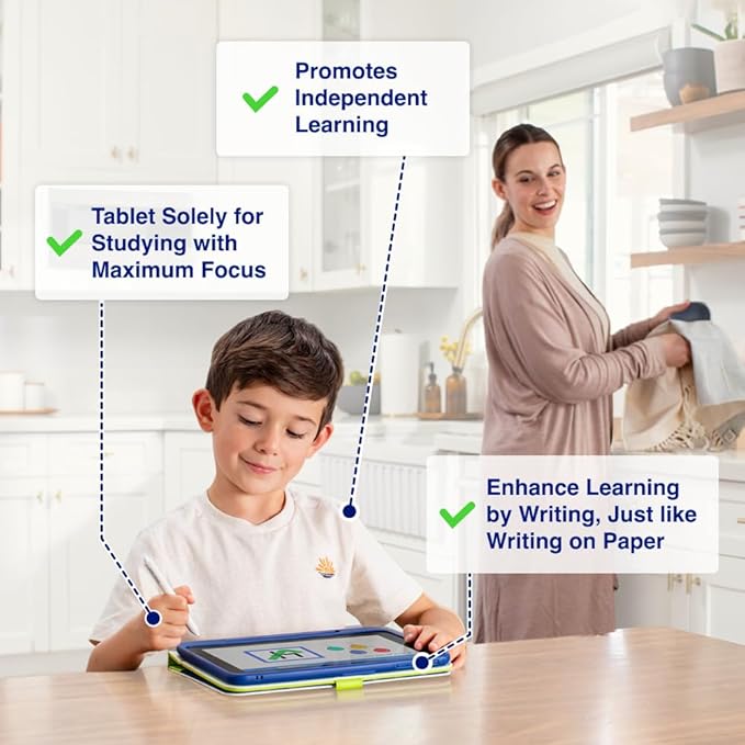 Dedicated Learning Tablet | Personalized Independent Study, Access All K–5 Lessons Math & ELA | No Browser, Games or Ads | 10.1” Display, Pen & Cover(Green) | Subscription Required