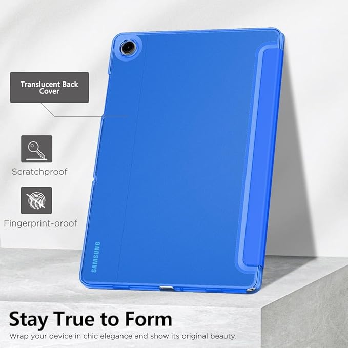 MoKo Case for Galaxy Tab A11+ Plus/A9+ 11-Inch 2025/2023, Slim Stand Protective Smart Cover with Hard PC Translucent Back Shell for Galaxy Tab A11+/A9 Plus Tablet, Auto Wake/Sleep, Cobalt Blue