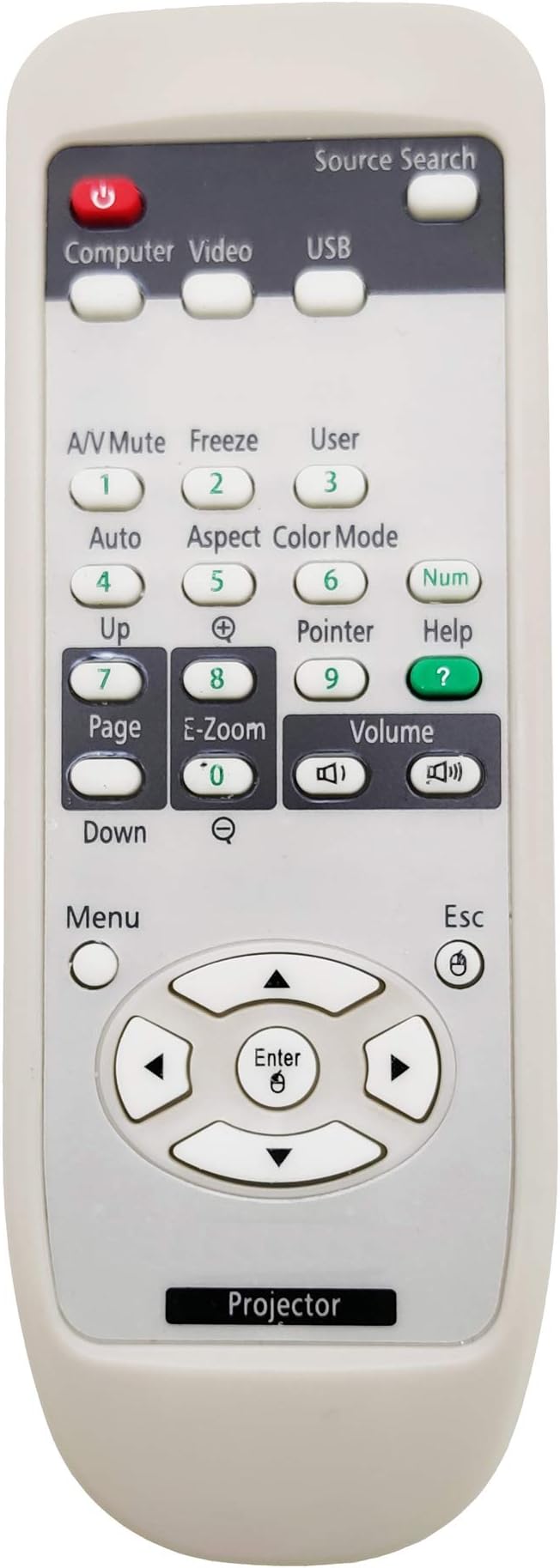 1515068 Projector Remote Control for Epson EB-X9, EH-TW420, EH-TW450, EX31, EX3200, EX51, EX5200, EX71, EX7200, PowerLite 1220/1260/ 79/ Home Cinema 705HD/ S10+/ S7/ S9/ W10+/ W7/ X9, VS200