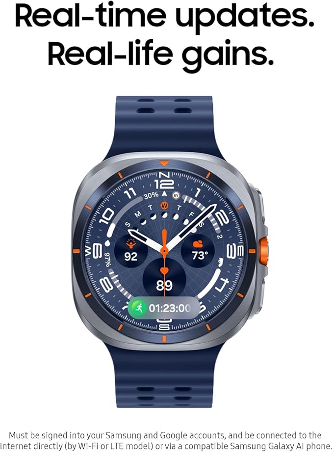 Samsung Galaxy Watch Ultra (2025) 47mm LTE Smartwatch, Titanium Casing, Advanced Sleep Coaching, Running Coach, Energy Score, Heart Rate Tracking, GPS, Titanium Blue [US Version, 2 Yr Warranty]