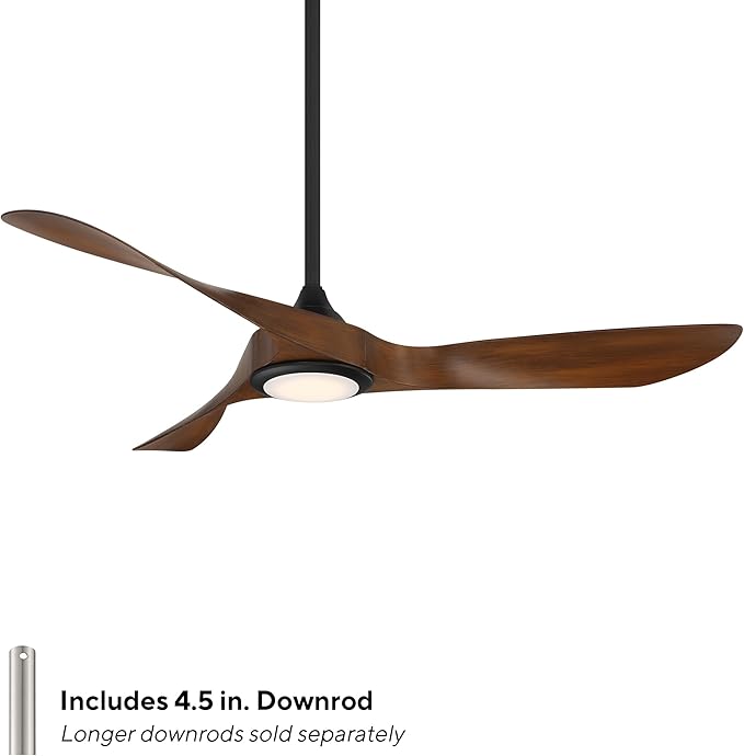 WAC Lighting Swirl 3-Blade Aluminum Smart Ceiling Fan in Matte Black/Brown