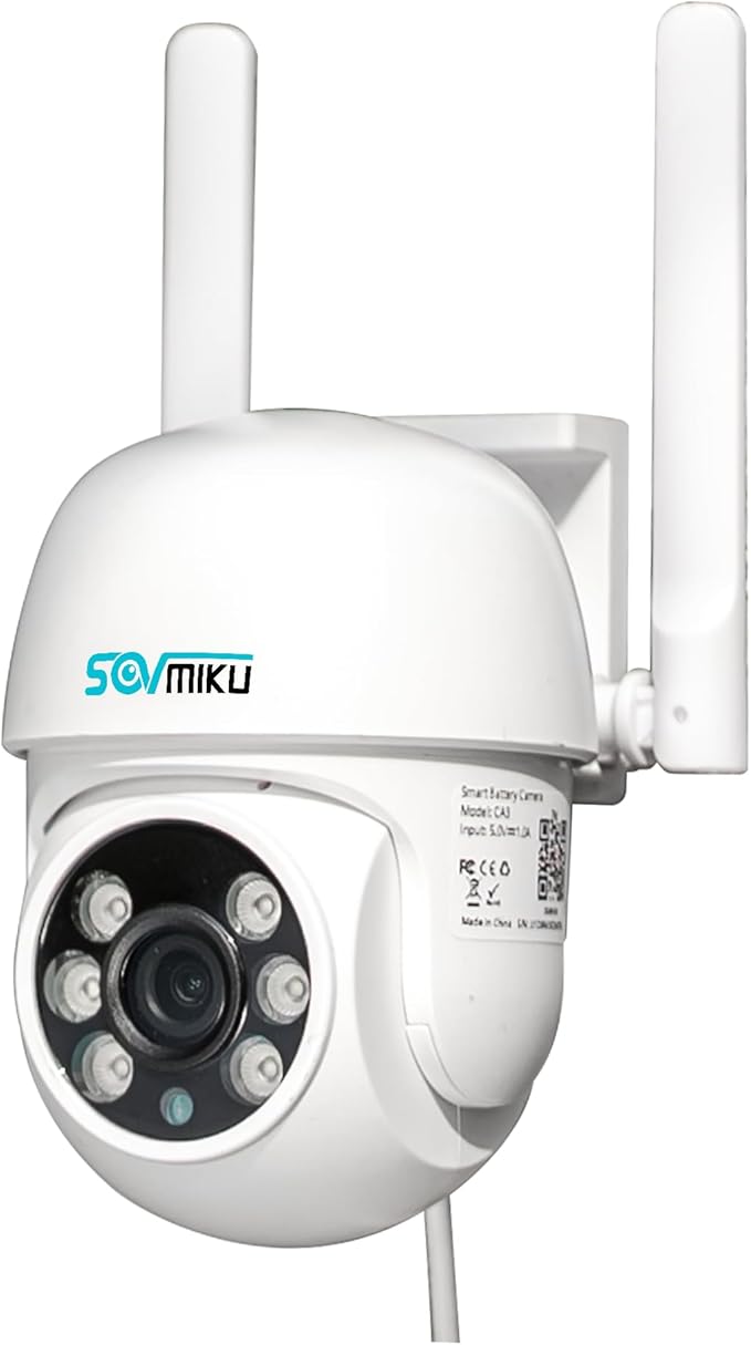 Sovmiku CA3 AI Auto Tracking Mini 2K Security Camera Wireless Outdoor, Two-Way Audio, Easy to Setup, 9.8Ft Power Cable,360° View, Color Night Vision, Audible Flashlight Alarm, 180 Days Exchange Policy