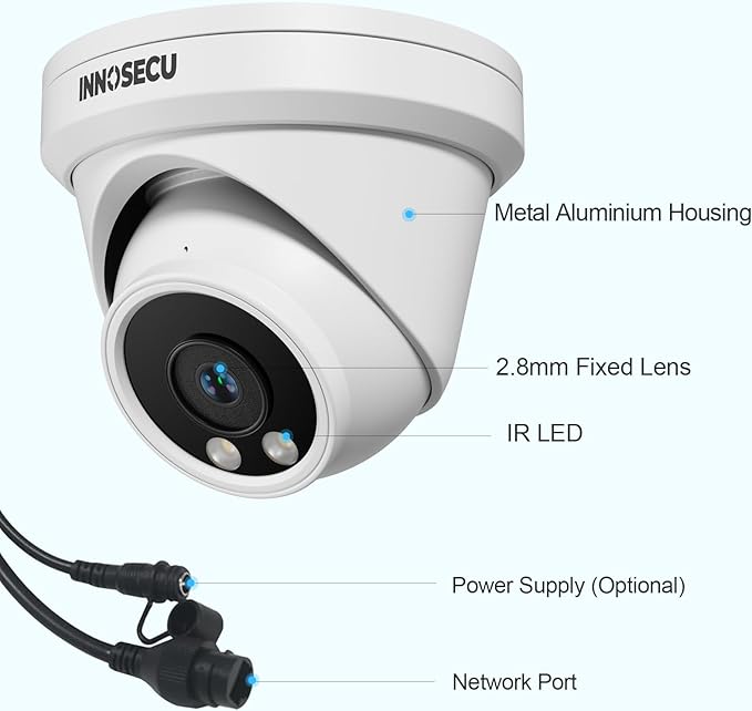 5MP Dome PoE Camera Outdoor Indoor, Wired IP Security Camera, Waterproof IP67, Wide Angle 110° 2.8mm Lens, Night Vision 100ft, Built-in Mic, Human/Vehicle Detection, IND5GR97A (White)