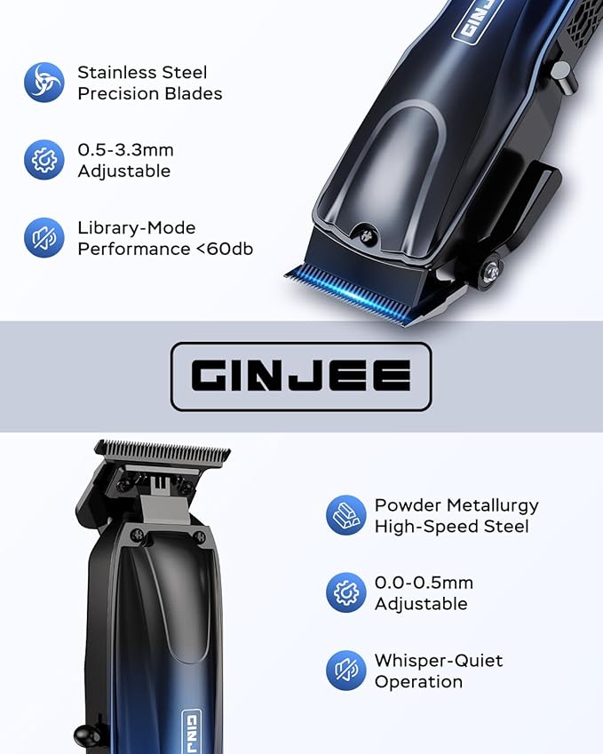 Professional Hair Clippers for Men Cordless & Corded - Rechargeable Barber Clipper & Trimmer Set with Fade Lever for Home Haircuts, Grooming Kit with Guide Combs, with Travel Case
