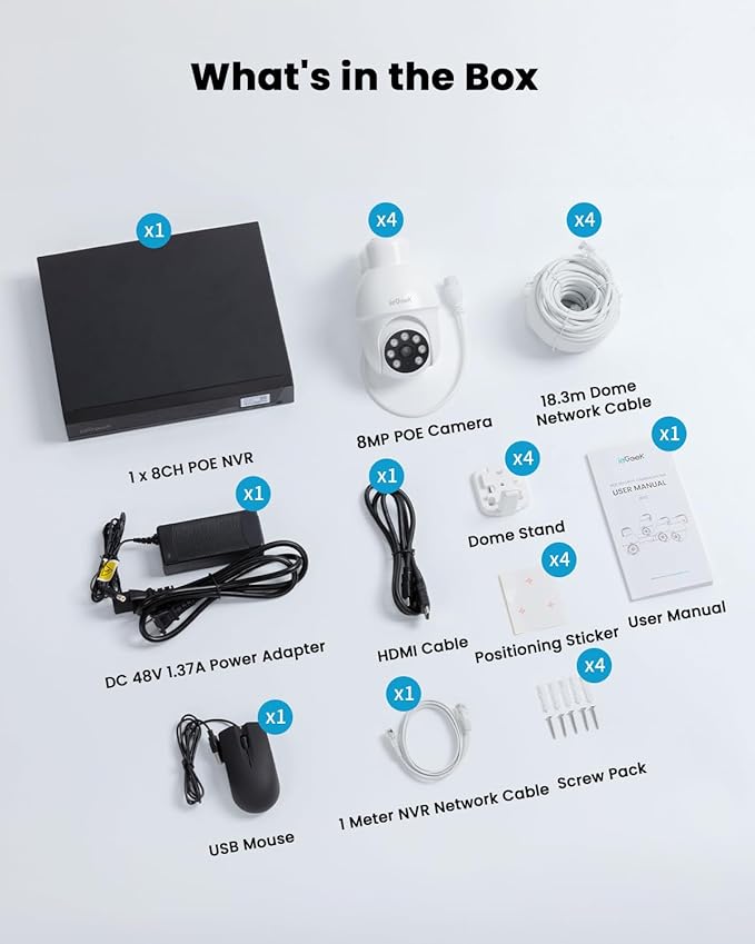 ieGeek 8MP POE Camera, Outdoor Security IP Camera with 355° Pan/90° Tilt, Wired Security Cameras for Home Surveillance, AI Detection, Auto Tracking, 2-Way Audio, Night Vision, 24/7 Recording