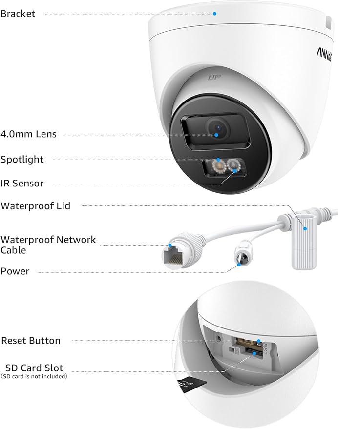 ANNKE 4K PoE Security Camera, Outdoor Turret Surveillance Wired Cameras for Home Security, AI Human/Vehicle Detection, Smart Dual Light, Color Night Vision, 120 dB WDR, 4mm Lens, Built-in Mic
