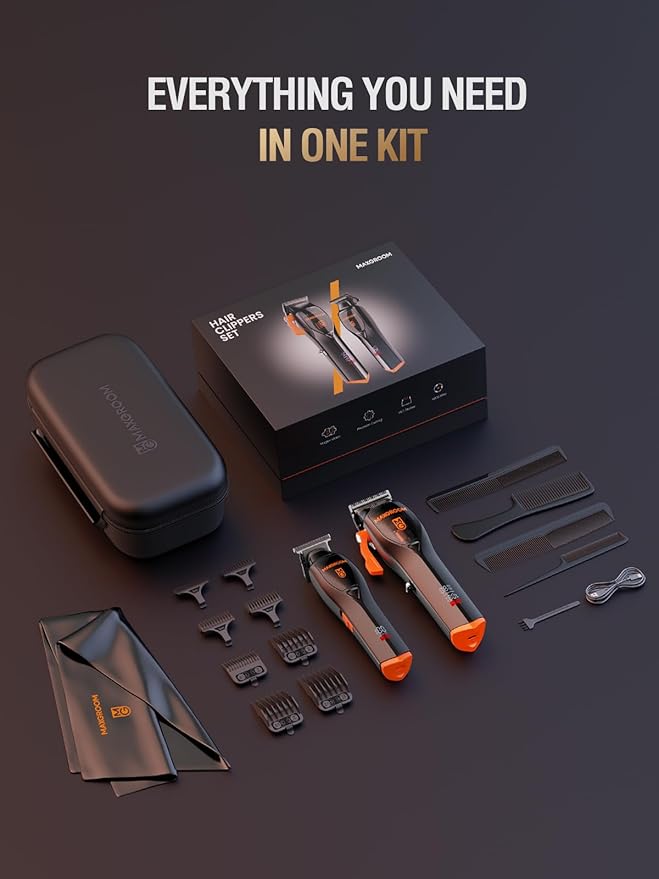 Professional Hair Clippers for Men, 9000 RPM Magnetic Motor, DLC Blades Cordless Hair Cutting Clippers, Beard Trimmer, Haircut Kit, Perfect for Barber Fades, Gifts for Men