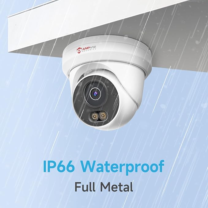 Anpviz 6MP PoE IP Camera, 3K Full Metal Turret Security IP Camera Outdoor Indoor, Smart Dual Light Color Night Vision, AI Human Vehicle Detection, Built-in Mic, 2.8mm Lens, IP66 Waterproof, NDAA