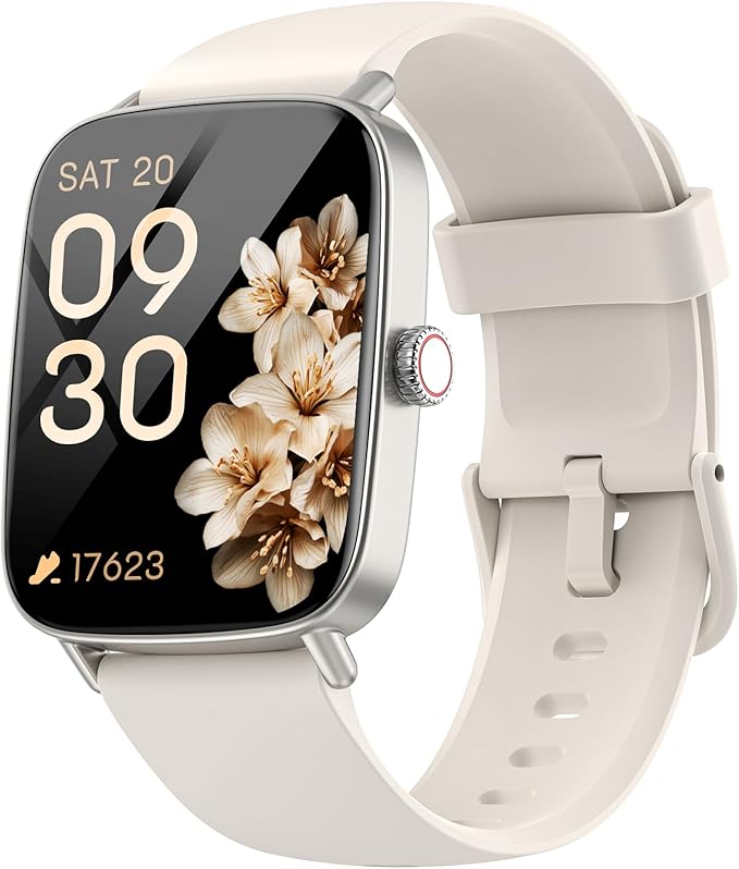 Smart Watch for Women, 1.85" HD Smartwatch Compatible iPhone/Samsung/Android (Answer/Make Calls), 100+ Sport Modes Fitness Tracker with Heart Rate/Sleep/SpO2 Monitor, IP68 (Beige)