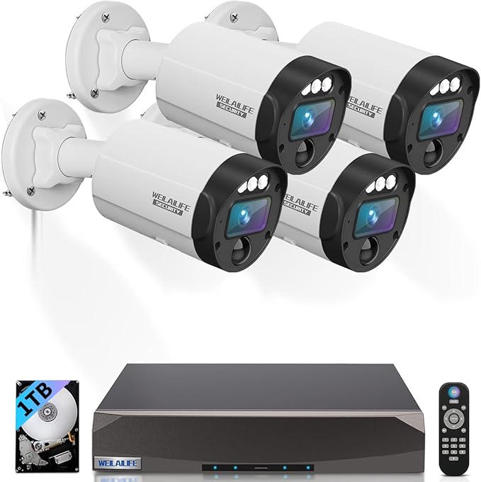 【2-Way Audio】 5MP Wired Security Camera System, Home Video Surveillance Systems,POE IP Cameras System,Surveillance DVR Kits