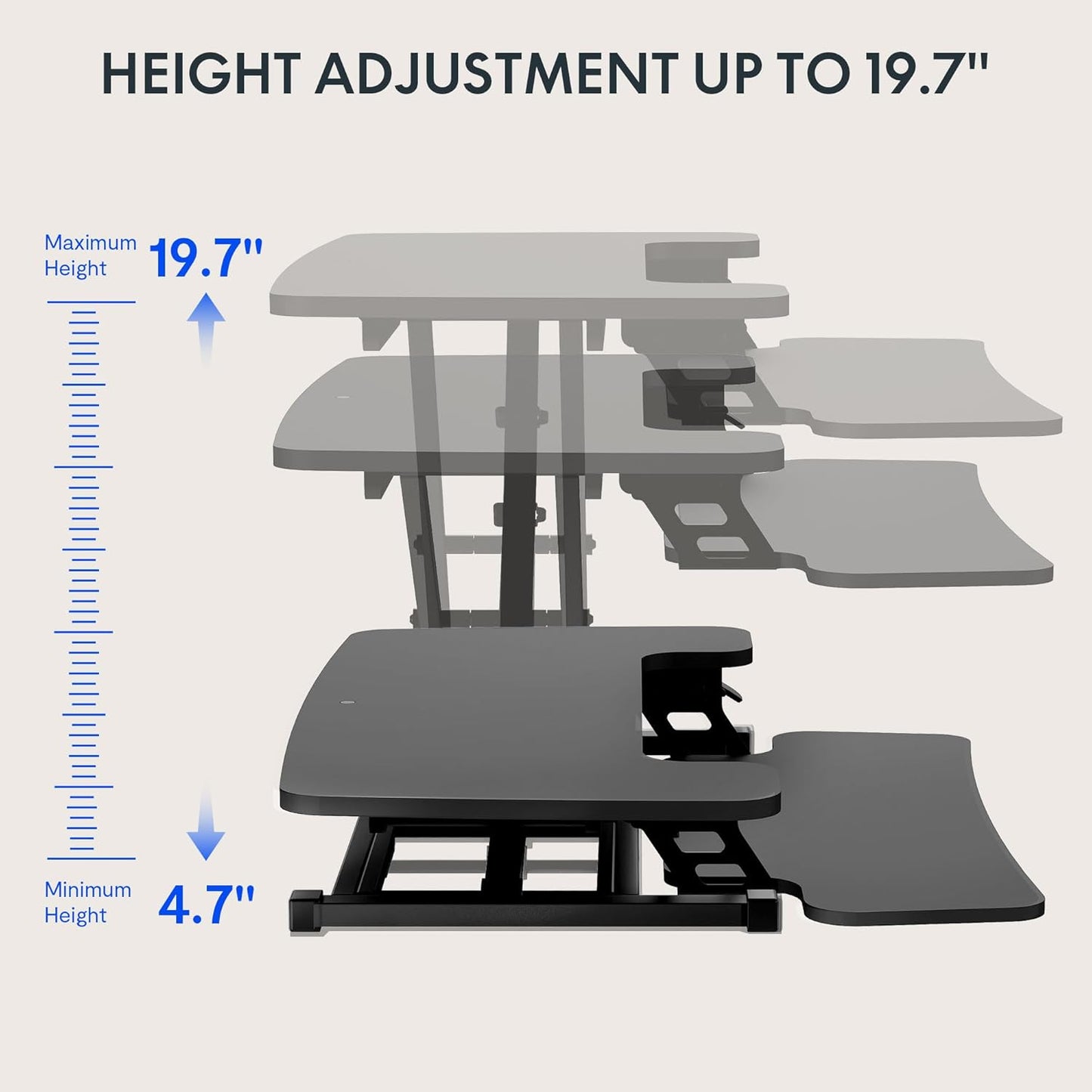 FLEXISPOT Sit to Stand up Desk Riser 42in Standing Desk Converter Height Adjustable Computer Workstation with Large Keyboard Tray Black