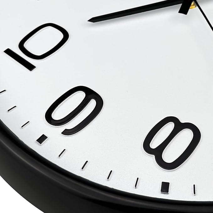Plumeet 16'' Extra Large Wall Clock, Battery Operated Wall Clocks Silent Non-Ticking Quartz, Modern Style Suitable for Bedroom Living Room Office Decor - 3D Numbers Display, Black