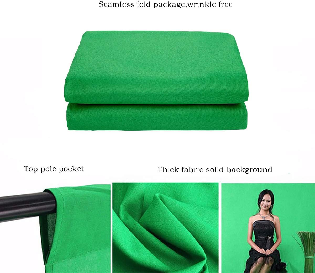 Green Screen Backdrop 5x7ft Photo Backdrop Chromakey Muslin Portrait Green Backdrop for PS Keying/Video Creation/Studio Portrait Shoots